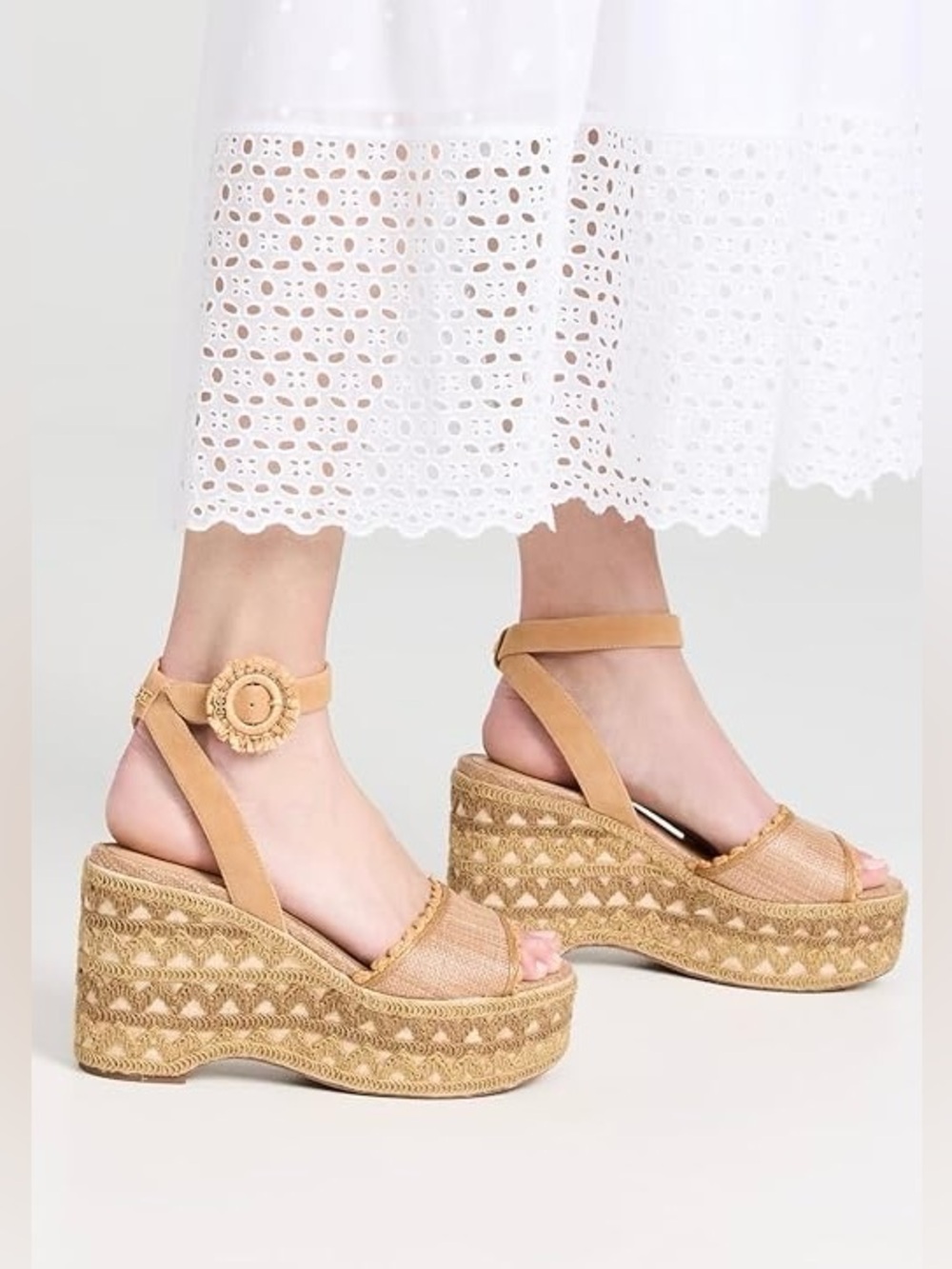 Sam Edelman nwot Woven Espadrille Platform Sandals 9 - Tan zig zag boho summer